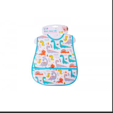 Peva Dinasour Wipe Clean Bib With Pocket 28cm X 45 cm/Peva Floral Wipe Clean Bib With Pocket 2 Pack